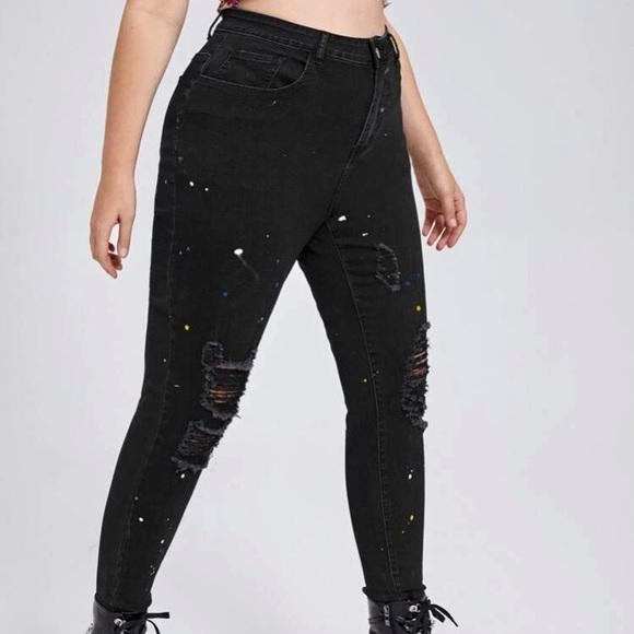 High Waist Skinny Ripped Jeans - Picture 2 of 5